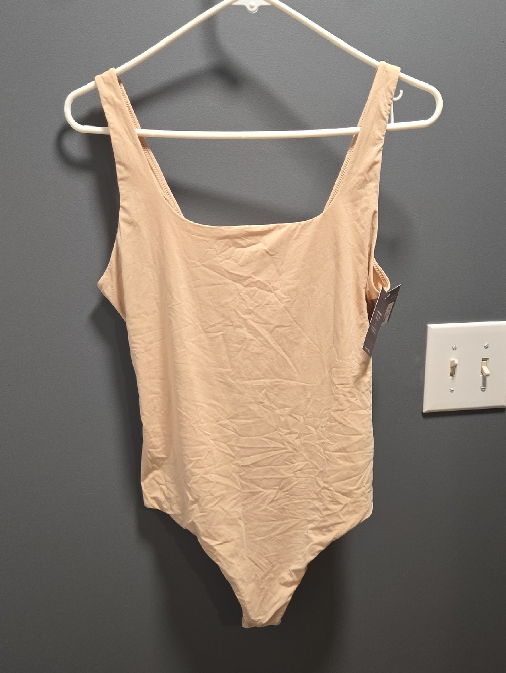 Auden Beige Scoop Neck Stretch Bodysuit